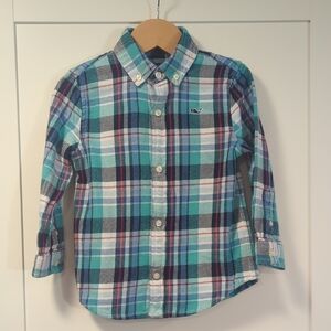 Toddler Boys Vineyard Vines 3T Long Sleeve Flannel Button Down Shirt 100% Cotton